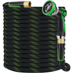 Garden Hose 100 Ft, Non-Expandable Ultra-Lightweight Flexible Hose With 360° Dual-End Anti-Kink Design, 10-Pattern Spray Nozzle, 500 Psi Leak-Proof, 96-Strand Braided Fabric, Storage Strap