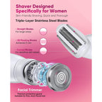 3 in 1 Bikini Trimmer for Women, Electric Razors for Women with Display, Painless Bikini Trimmer, USB Charging, Electric Shaver for Woman,Shaver for Woman for Face, IPX7 Waterproof,White