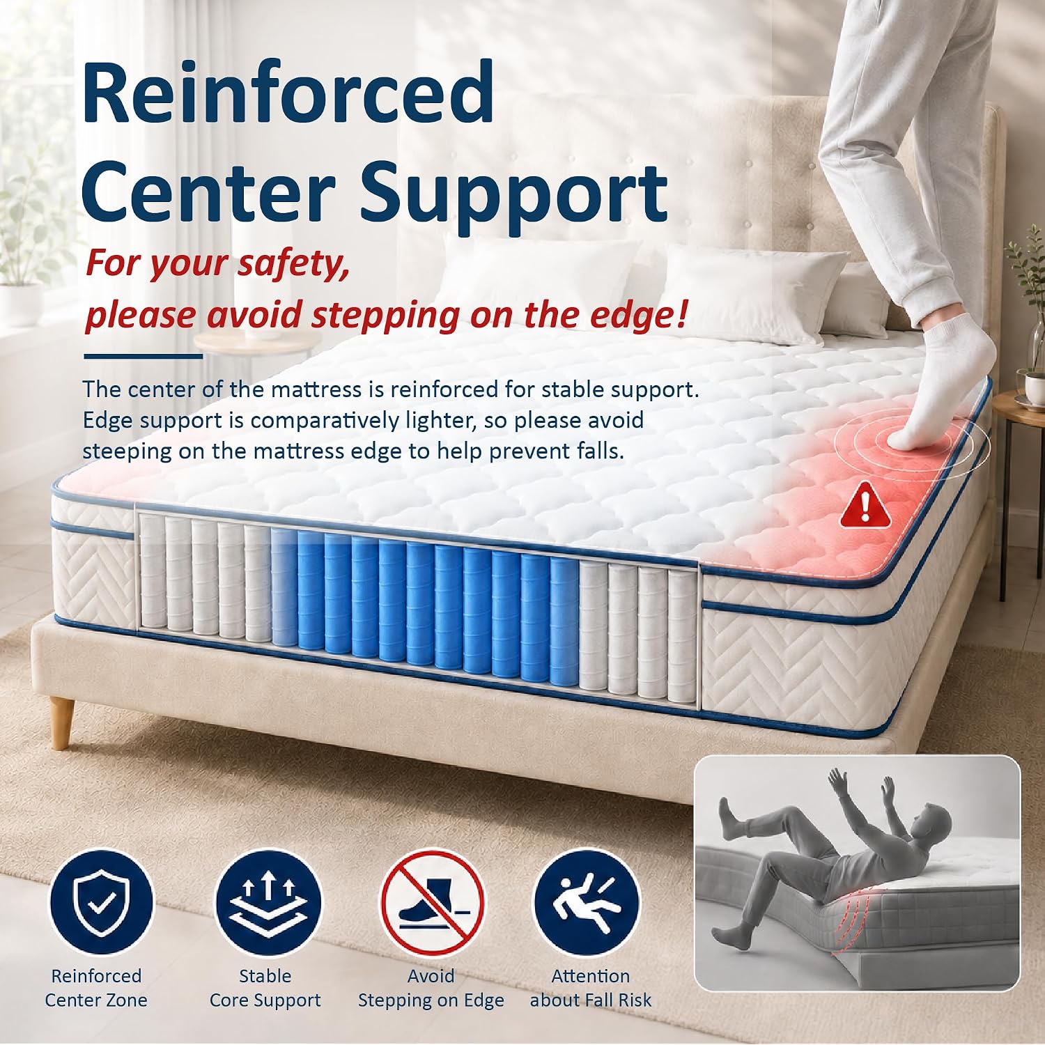 King Size 12 Inch Individual Pocket Coil Hybrid Mattress, Quilted Breathable Cover, Medium-Soft, Compressed Mattress In A Box, No Fiberglass, 76" X 80"