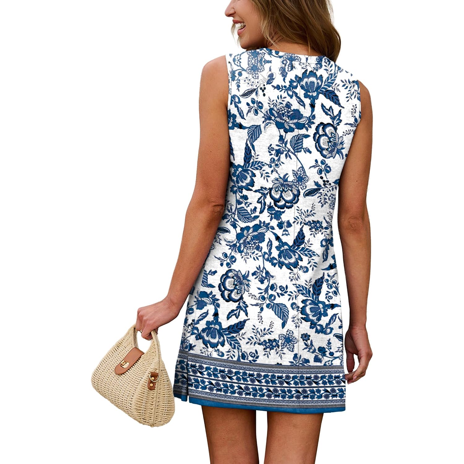 Wiholl Casual Dresses For Women Crewneck Sleeveless Tank Dress Summer Spring Boho Vacation Clothes