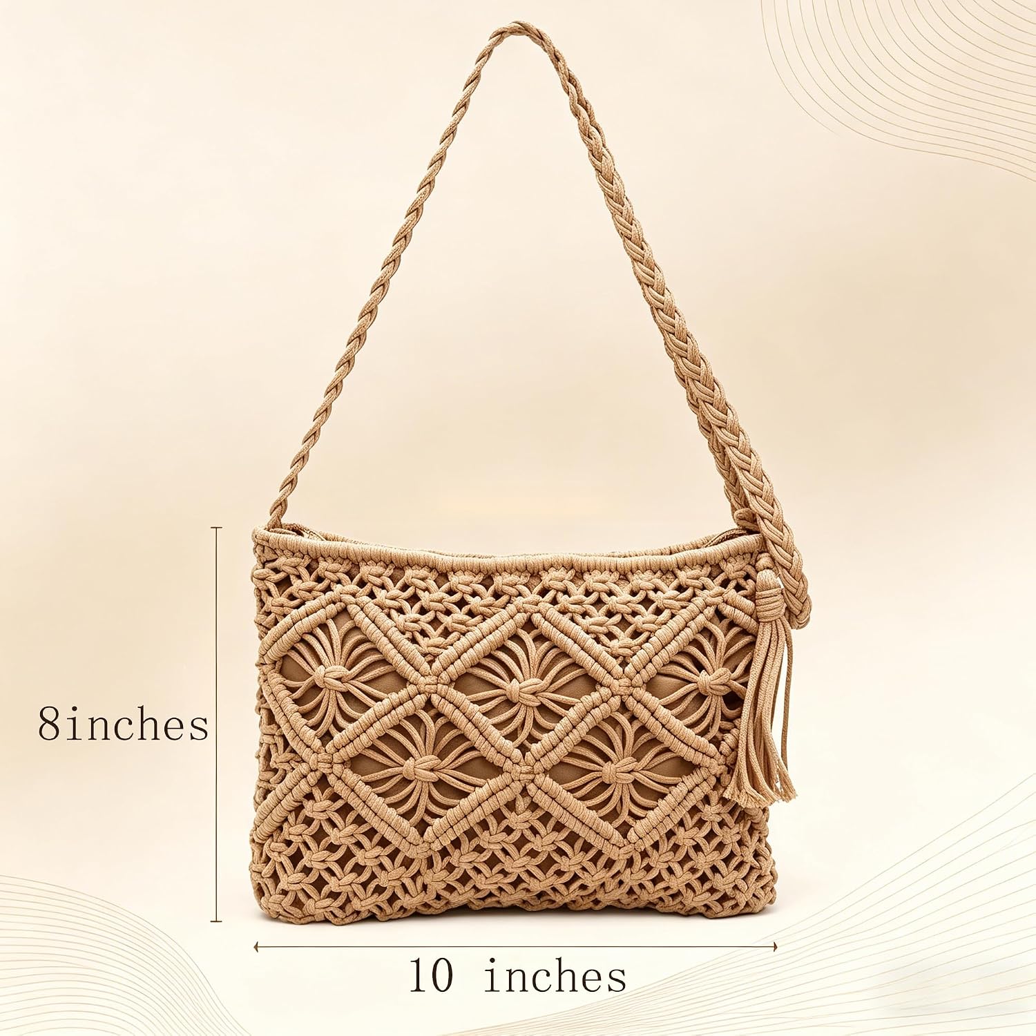 Boho Handwoven Crossbody Bag For Women - Crochet Straw Clutch Purse Beach Bag With Tassel For Vacation Casual & Travel