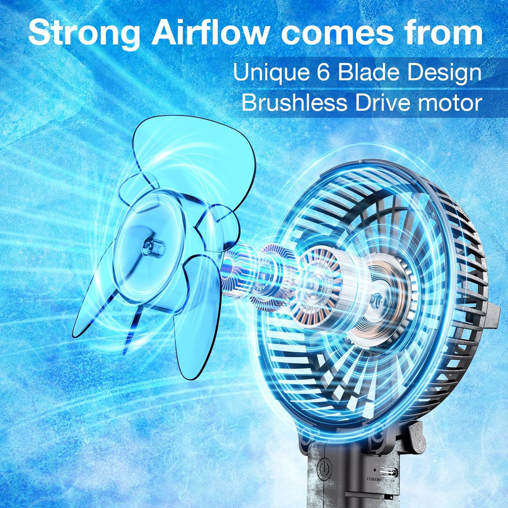 Versiontech. Portable Handheld Fan, Powerful+Durable+180° Foldable, Mini Hand Fans With Usb Rechargeable Battery Operated Cooling Accessories For Personal Use, Travel, Office Black