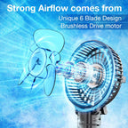 Versiontech. Portable Handheld Fan, Powerful+Durable+180° Foldable, Mini Hand Fans With Usb Rechargeable Battery Operated Cooling Accessories For Personal Use, Travel, Office Black