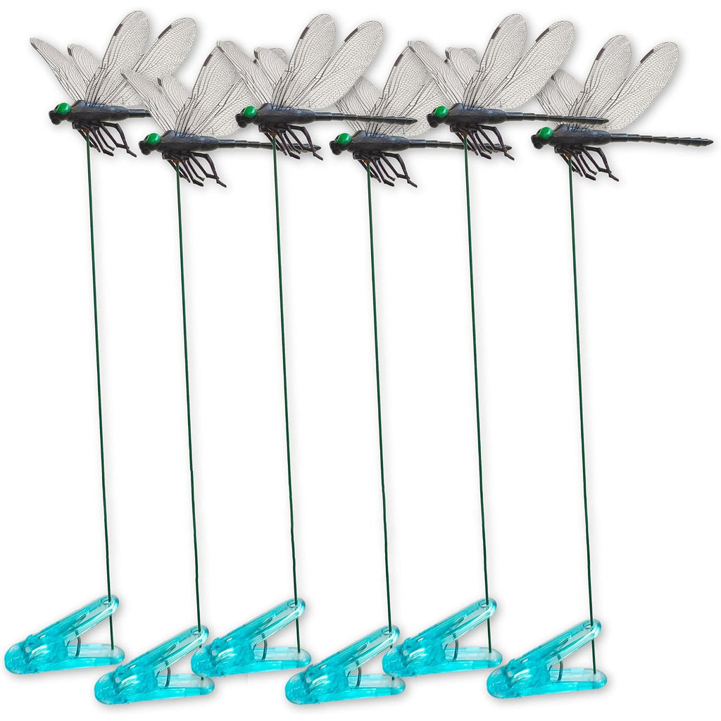 6 Pcs Dragonfly Clips Black Artificial Realistic 3D Dragonflies