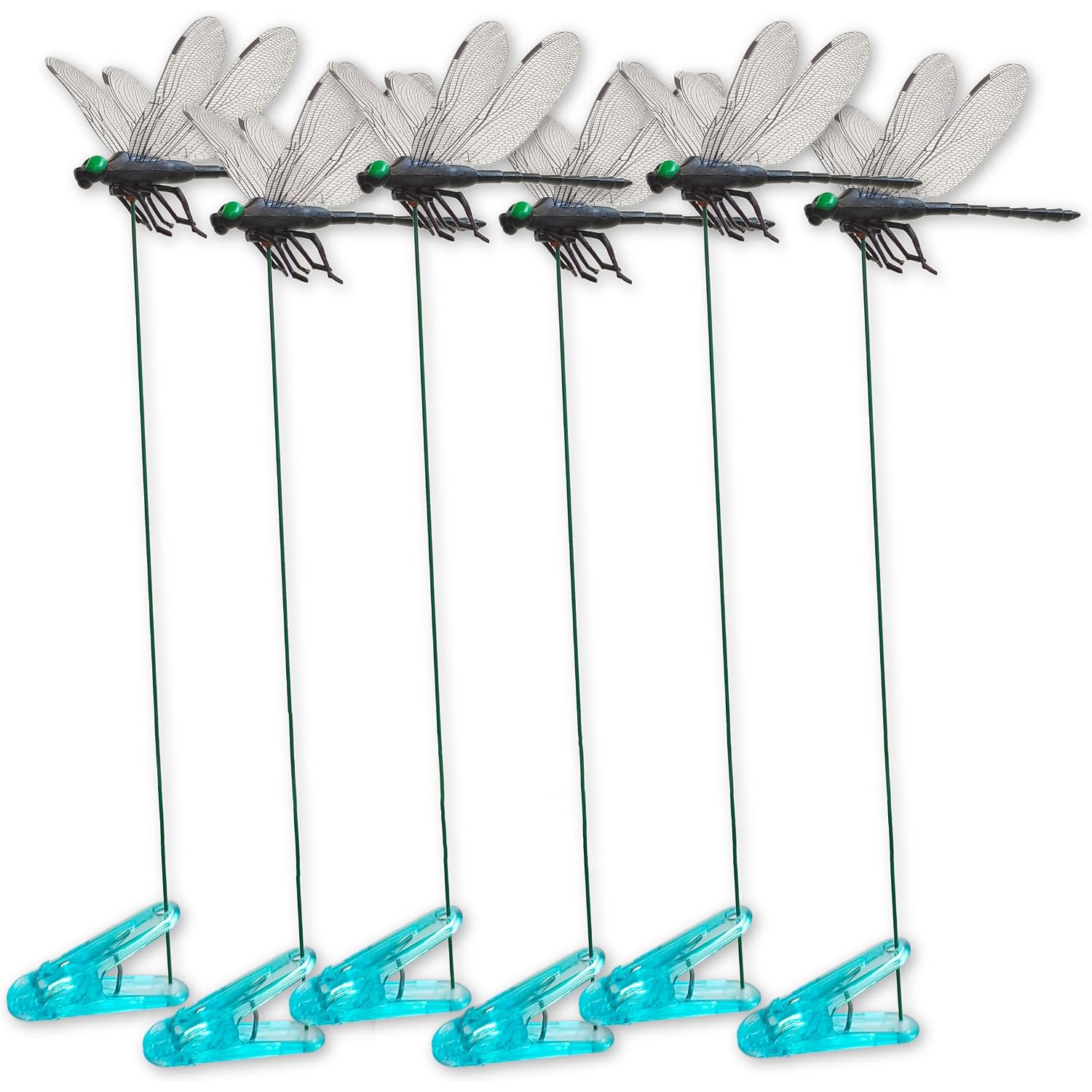 6 Pcs Dragonfly Clips Black Artificial Realistic 3D Dragonflies