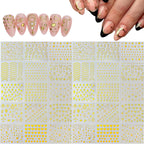 30 Sheets Gold Nail Sticker Star Moon Heart Nail Art Stickers Cute Knot Bow Design 3D Self-Adhesive Nail Decals for Women Girls DIY Nail Art Decoration Accessories
