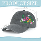 HOVEOX Flower Baseball Cap Embroidered Hat Baseball Cap Women's Hats Trendy Embroided Flower Gift for Woman