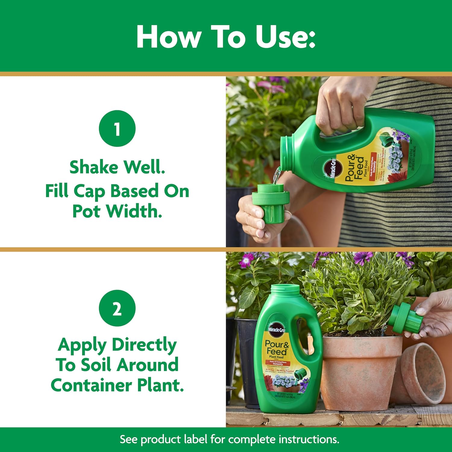 Miracle-Gro Pour & Feed Plant Food, 32 Fl. Oz. | Outdoor And Indoor Plant Fertilizer For Containers, Instantly Feeds