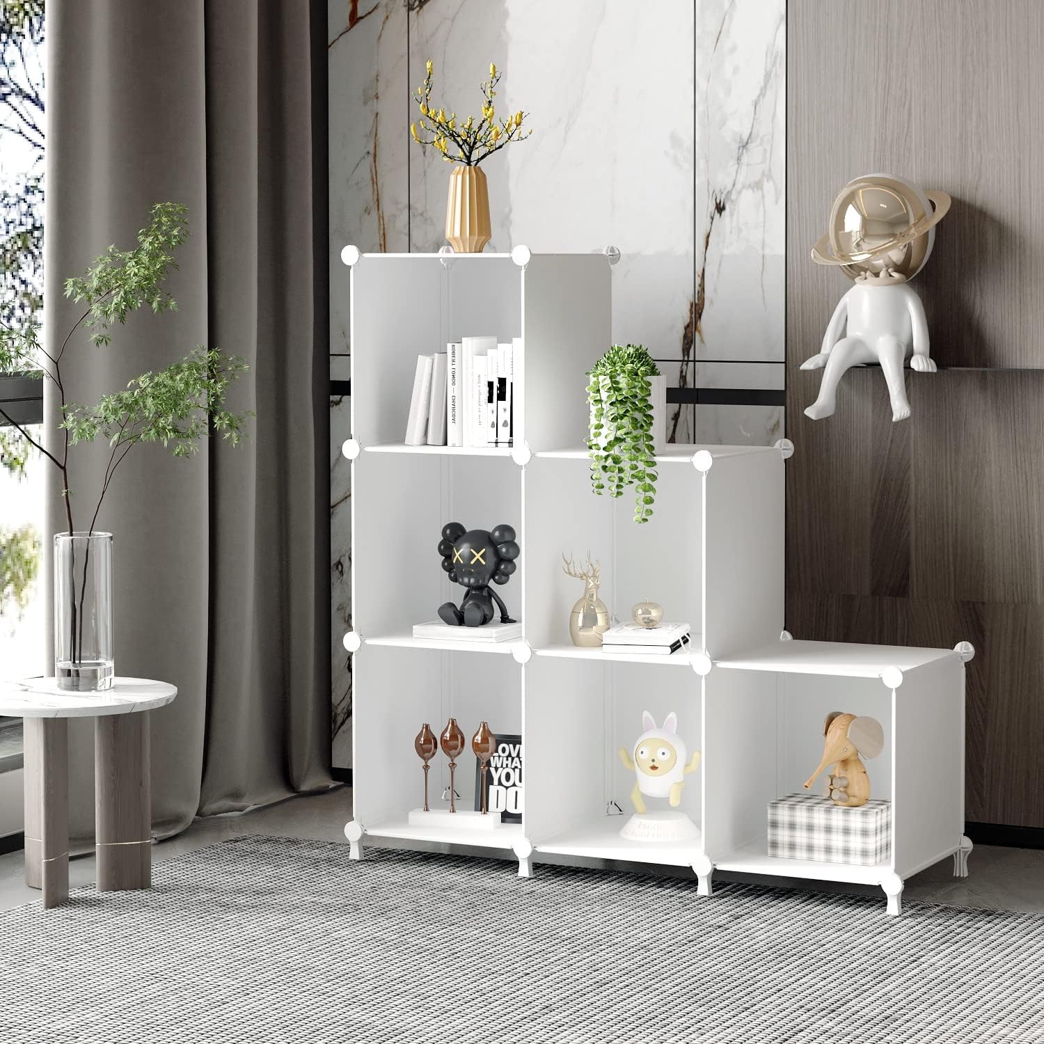 Awtatos Cube Storage Organizer, Storage Cubes Shelves Bookshelf, 6 Cube Closet Organizers And Storage, Diy Stackable Plastic Clothes Organizer Shelving For Bedroom, Home, White