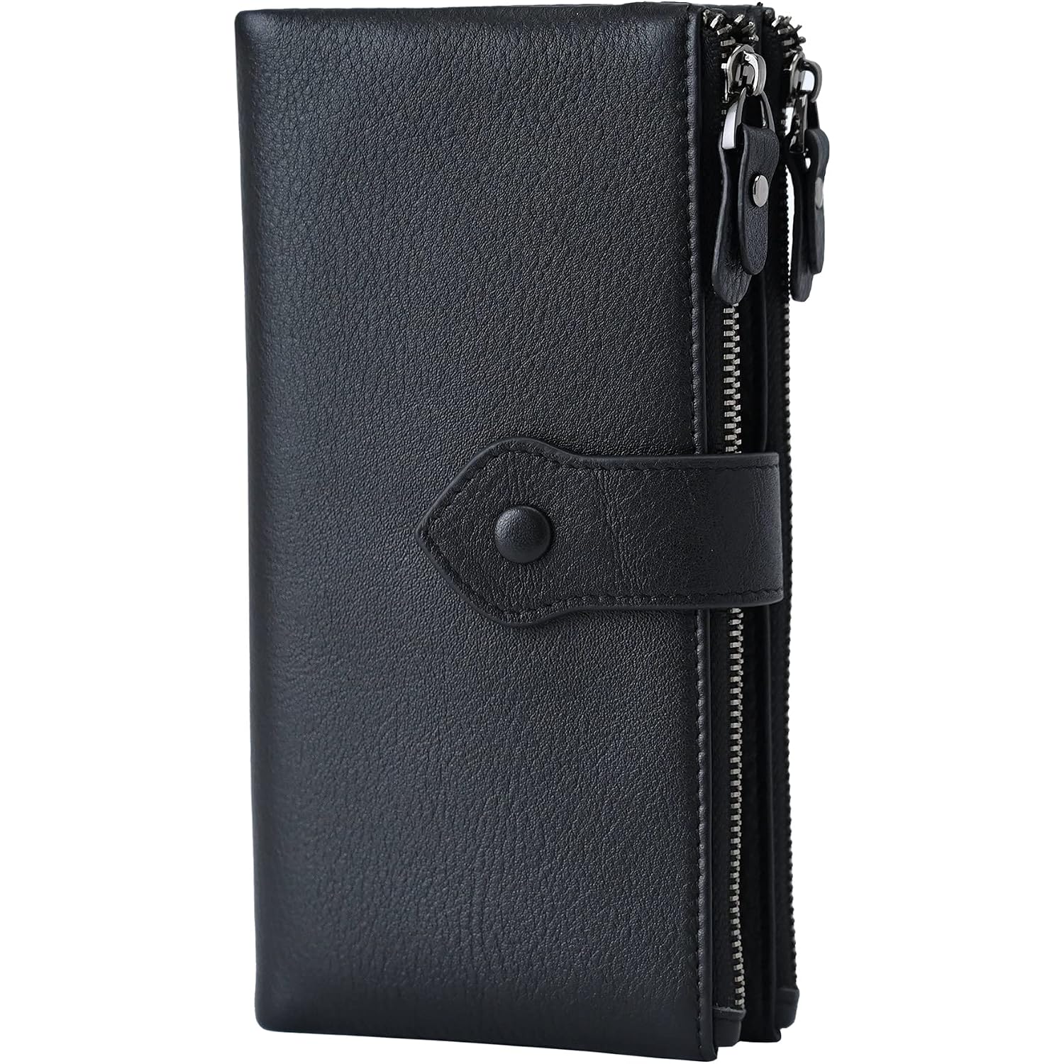 Bveyzi Women Soft Leather Rfid Blocking Bifold Slim Wallets Ladies Credit Card Holder Double Zipper Pocket | Soft
