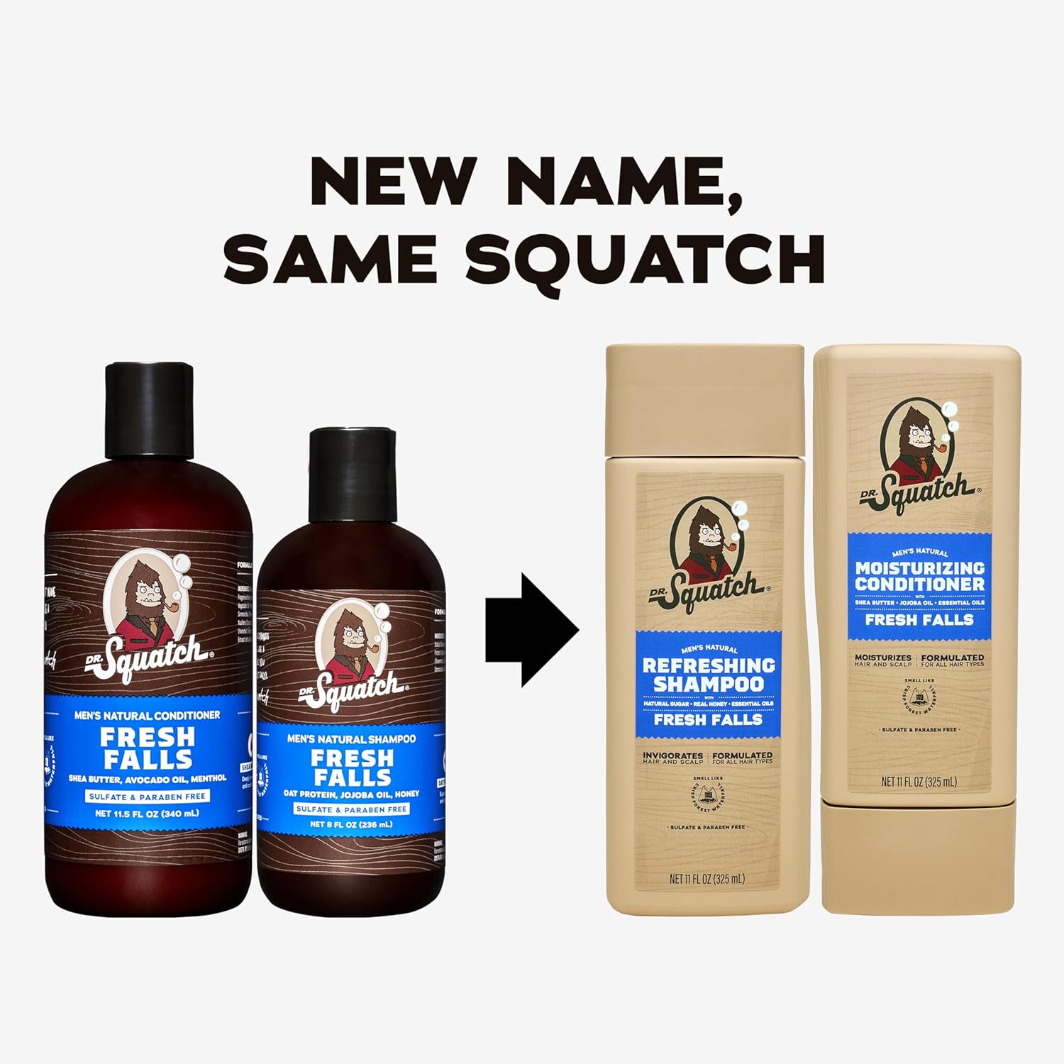 Dr. Squatch Men's Natural Shampoo and Conditioner Set – Sulfate & Paraben Free Natural Shampoo and Conditioner for Men – Scalp Nourishing Formula – Fresh Falls (11 fl oz, 2-Pack)