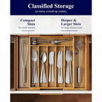 Kitsure Silverware Organizer - Expandable Bamboo Kitchen Drawer Organizer For Cooking Utensils And Cutlery, Sturdy & Thickened Kitchen Organizers And Storage Solution, Large, Natural