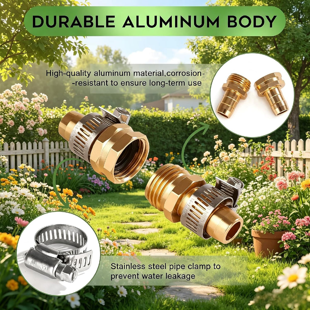 Garden Hose Repair Kit With Clamps, Male And Female Hose Fittings, Fit For 3/4"Or 5/8" Garden Hose Fitting, 4 Sets
