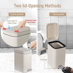 Small Bathroom Trash Can With Lid Slim Soft Close Garbage Can Step Wastebasket Container Trash Bin For Office Bedroom Kitchen Living Room (1.9 Gallon Cream)