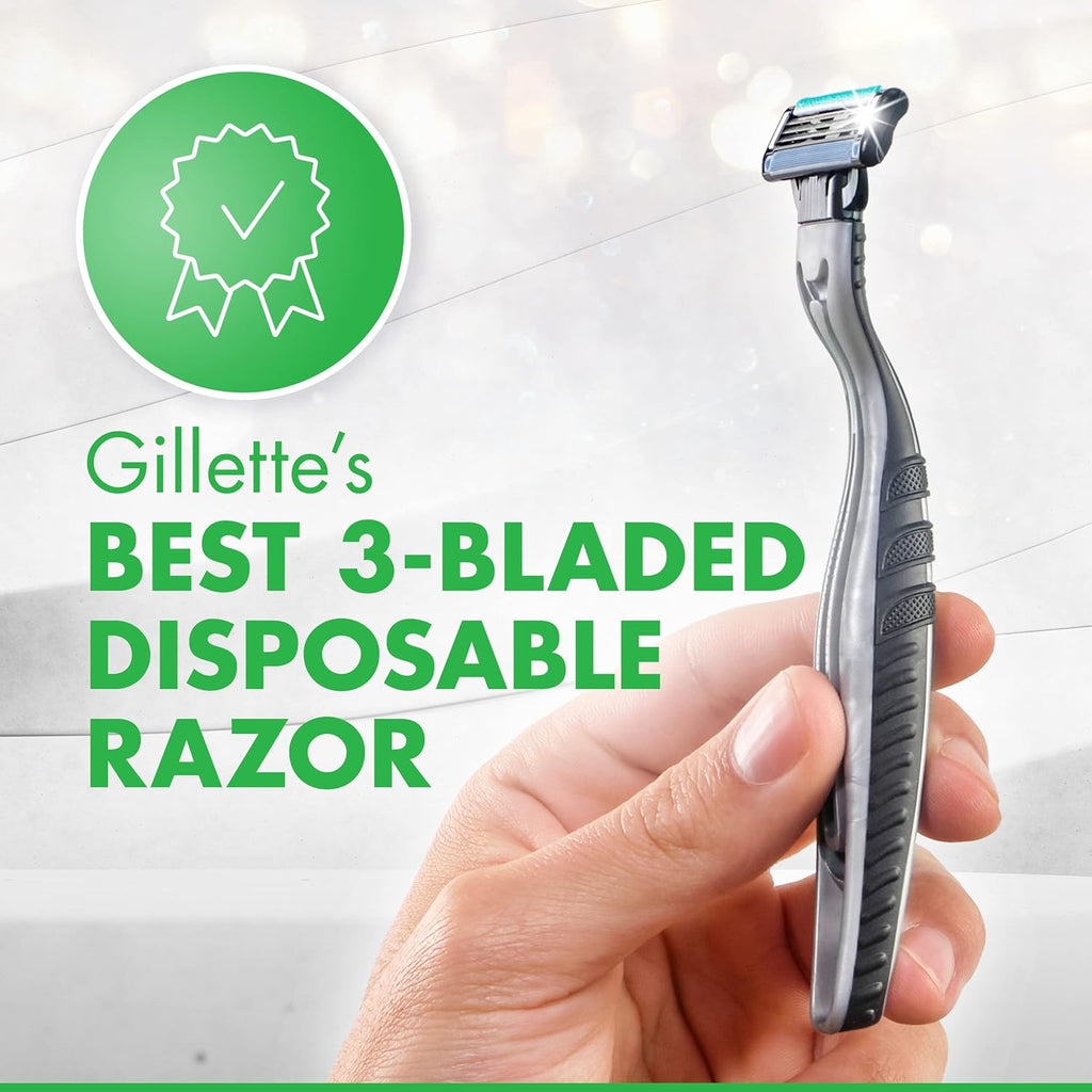 Gillette Mach3 Sensitive Razors for Men, Men’s Disposable Razors, Pivoting Head for Close and Comfortable Shave, 10 Count