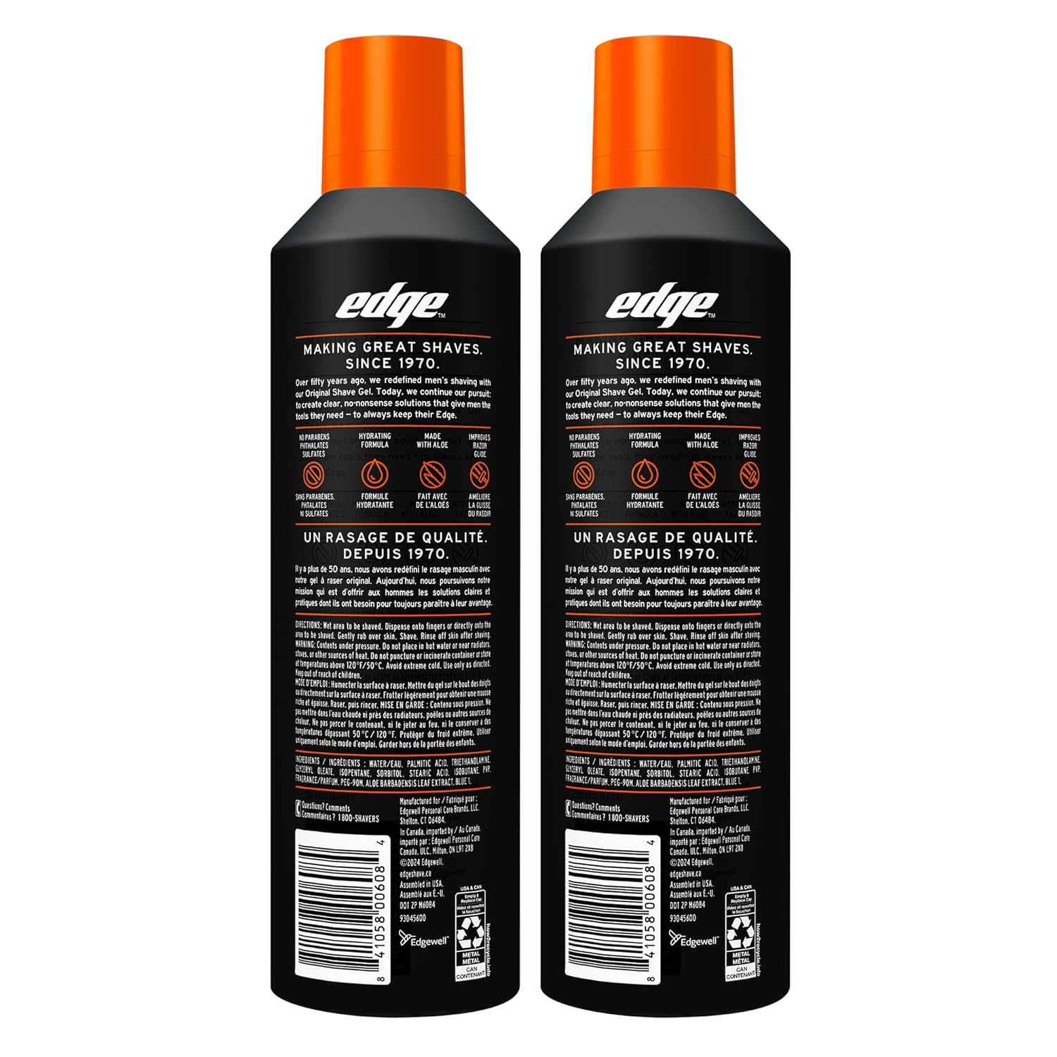 Edge Shaving Gel for Men, 9.5oz, 2 Pack Mens Shave Gel with Aloe, Mens Shaving Cream Sensitive Skin Shave Gel - Moisturizes, Protects, and Soothes