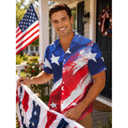 Yoimira 4Th Of July Shirts For Men,Patriotic Grunge Concept Usa Flag Button-Down Casual Short Sleeve Hawaiian Shirts For Men