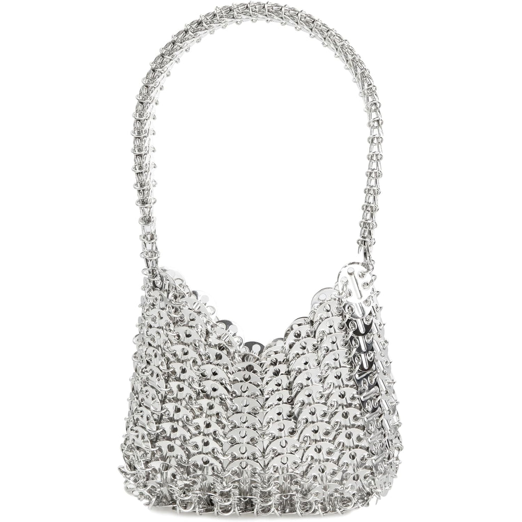 Women'S Metallic Disc Party Handbag - Metal Sequin Top Handle Bag For Parties