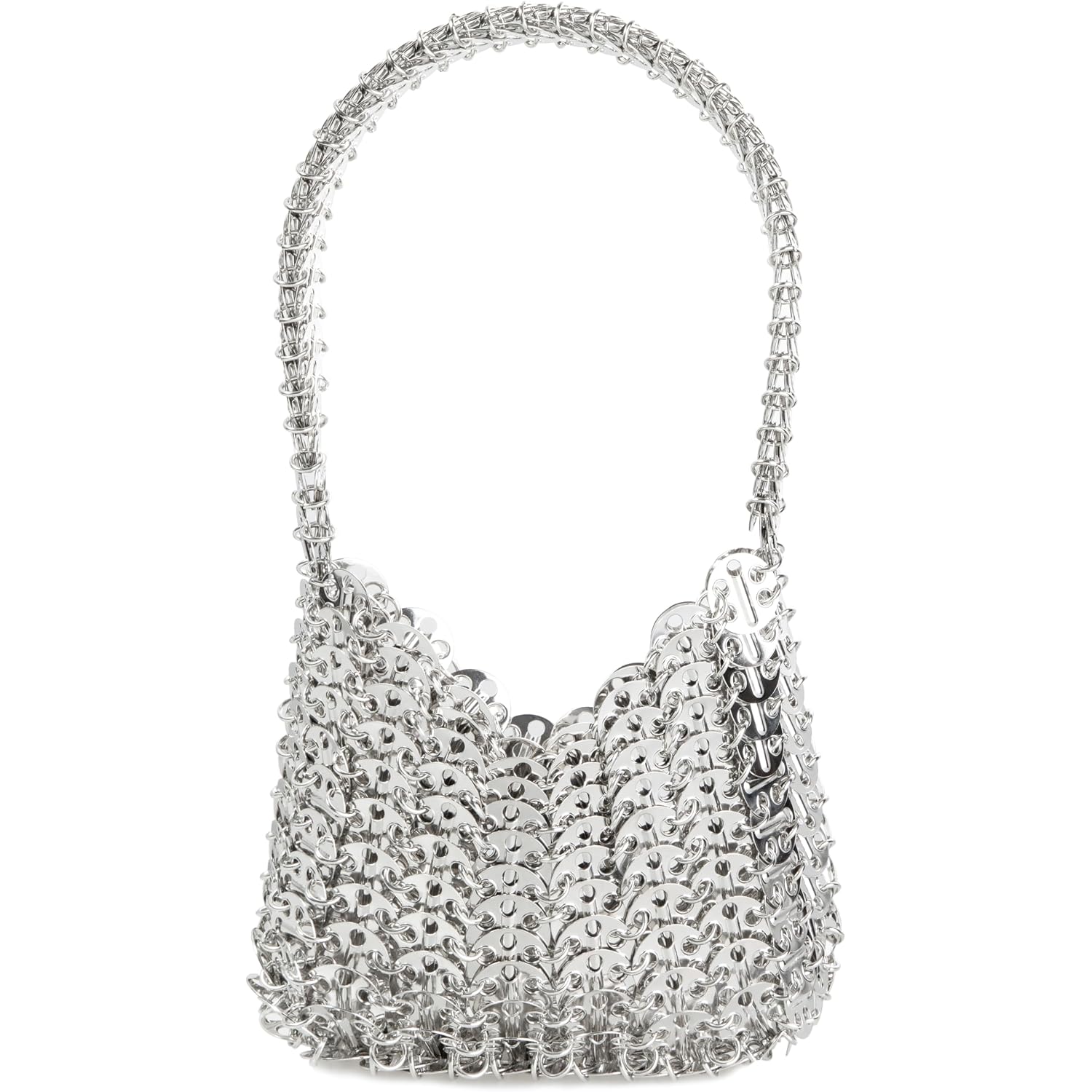 Women'S Metallic Disc Party Handbag - Metal Sequin Top Handle Bag For Parties