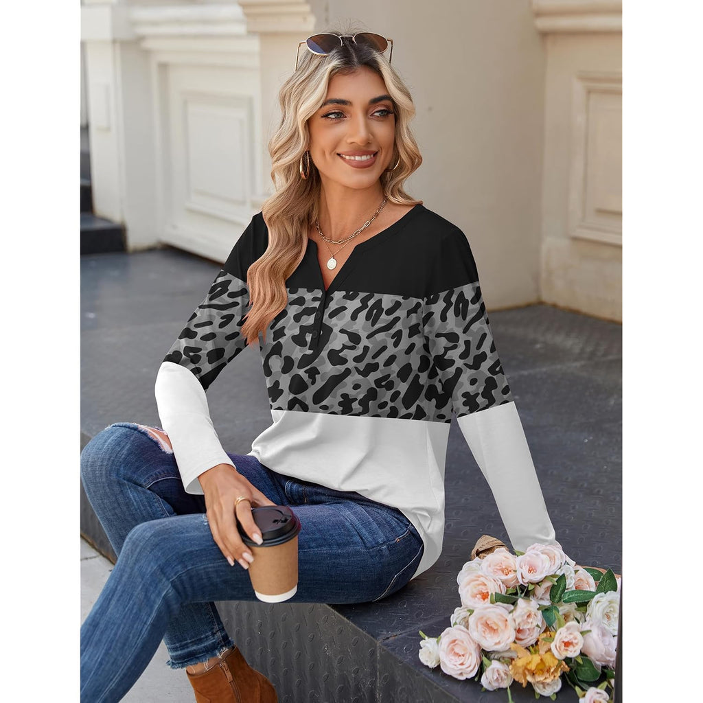 Zeagoo Long Sleeve Shirts For Women Casual V Neck Fall Tops Dressy Summer Work Blouses Clothes