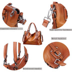 HESHE Genuine Leather Purses and Handbags for Women Tote Shoulder Bag Satchel Purse Top Handle Bags Hobo Crossbody Purse