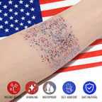 Ucanbe Red White Blue Body Glitter Stick For Fourth Of July Singer Concerts Music Festivals, Face Glitter Makeup For Face Body Hair Eyes & Lips, Chunky Glitter For Women 1.2Oz