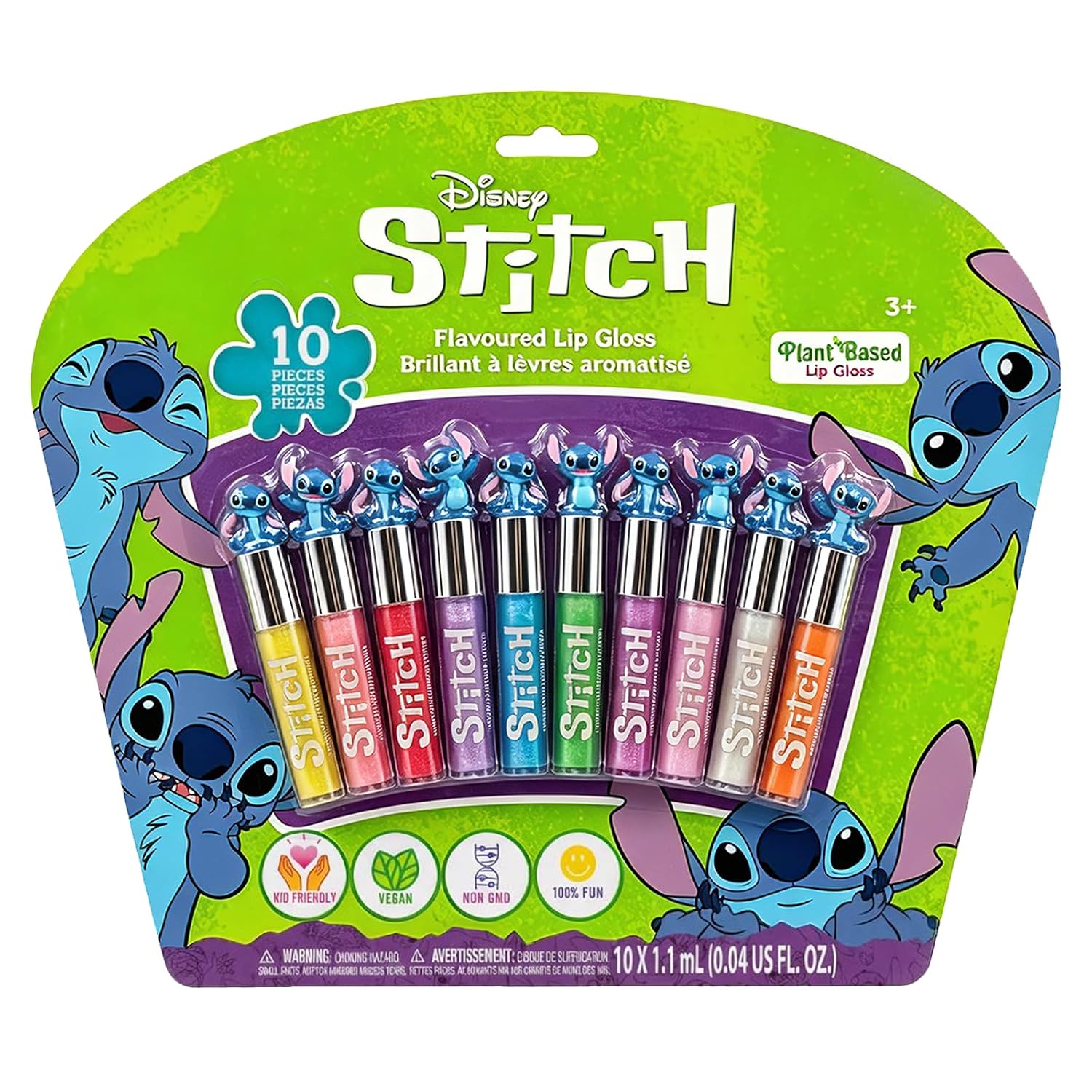 Disney Stitch 10 Piece Plant Based Lip Gloss, Girls Party Favors, First Makeup Set For Girl, Perfect For Parties, Sleepovers, And Birthday Gifts, Ages 3+, By Townley Girl