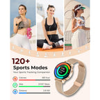 Smart Watches for Women, 1.27″ AMOLED Fitness Tracker with Heart Rate SpO2 Sleep Monitor, 3 Bands, 120+ Sport Modes, Call & Notifications, Smartwatch for Android & iPhone Compatible, 40 mm Rose Gold