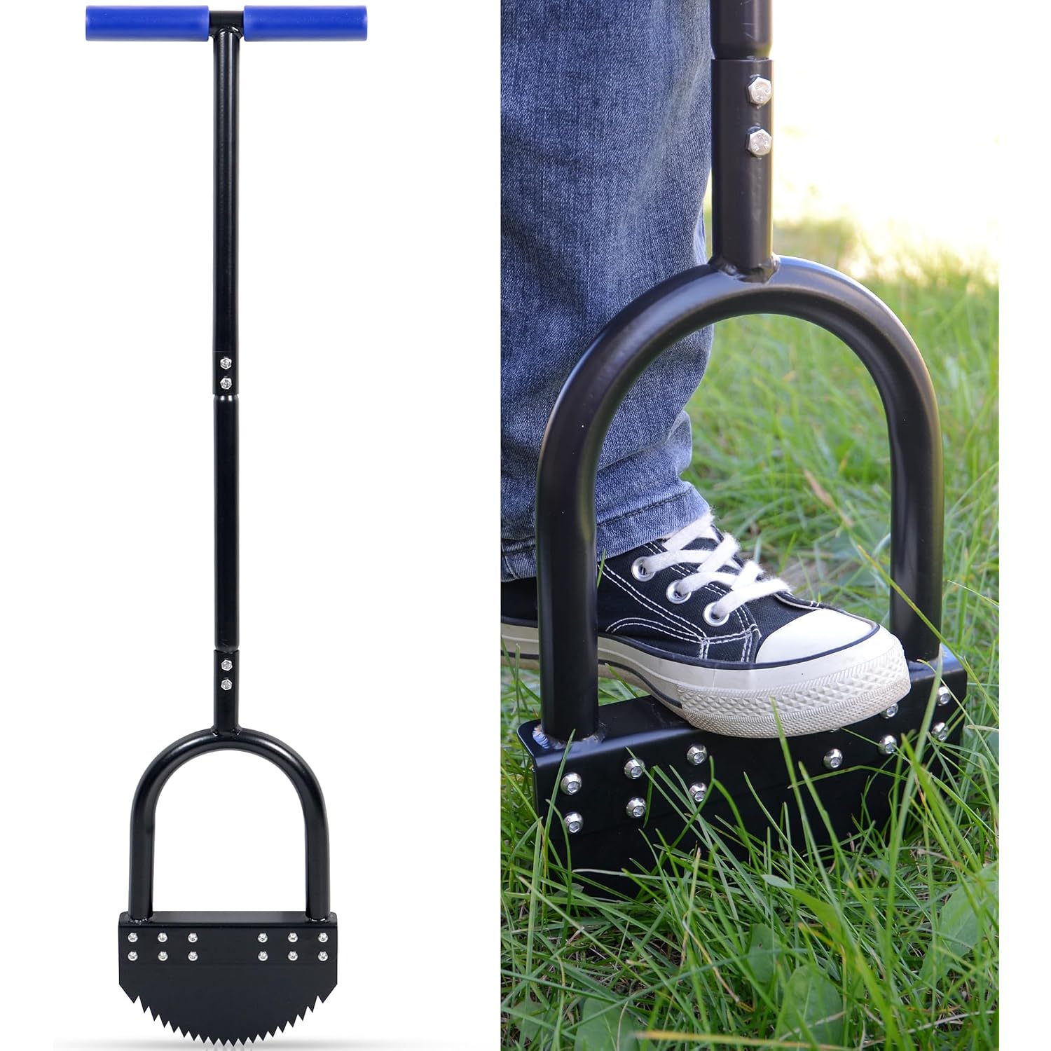 Edger Lawn Tool 41In Border Edger With Tempered Spring Steel Blade Long Rubber Handle Wide Footplate Rustproof Manganese Steel Half Moon Edger For Garden Maintenance