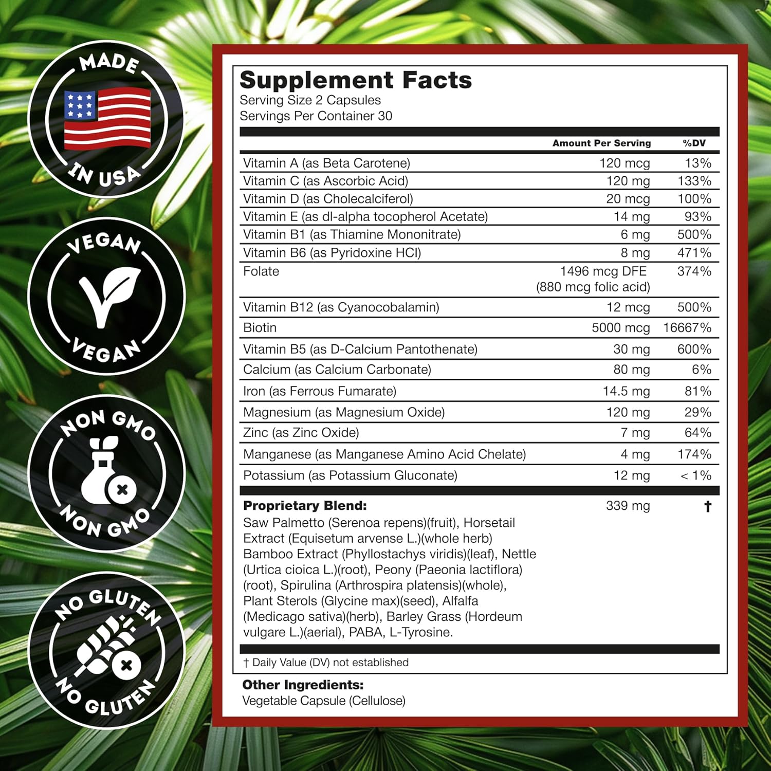 DHT Blocker Hair Growth Supplement - High Potency Biotin & Saw Palmetto for Hair Regrowth - Natural Hair Loss Treatments for Women & Men - Helps Stimulate Hair Follicle Growth