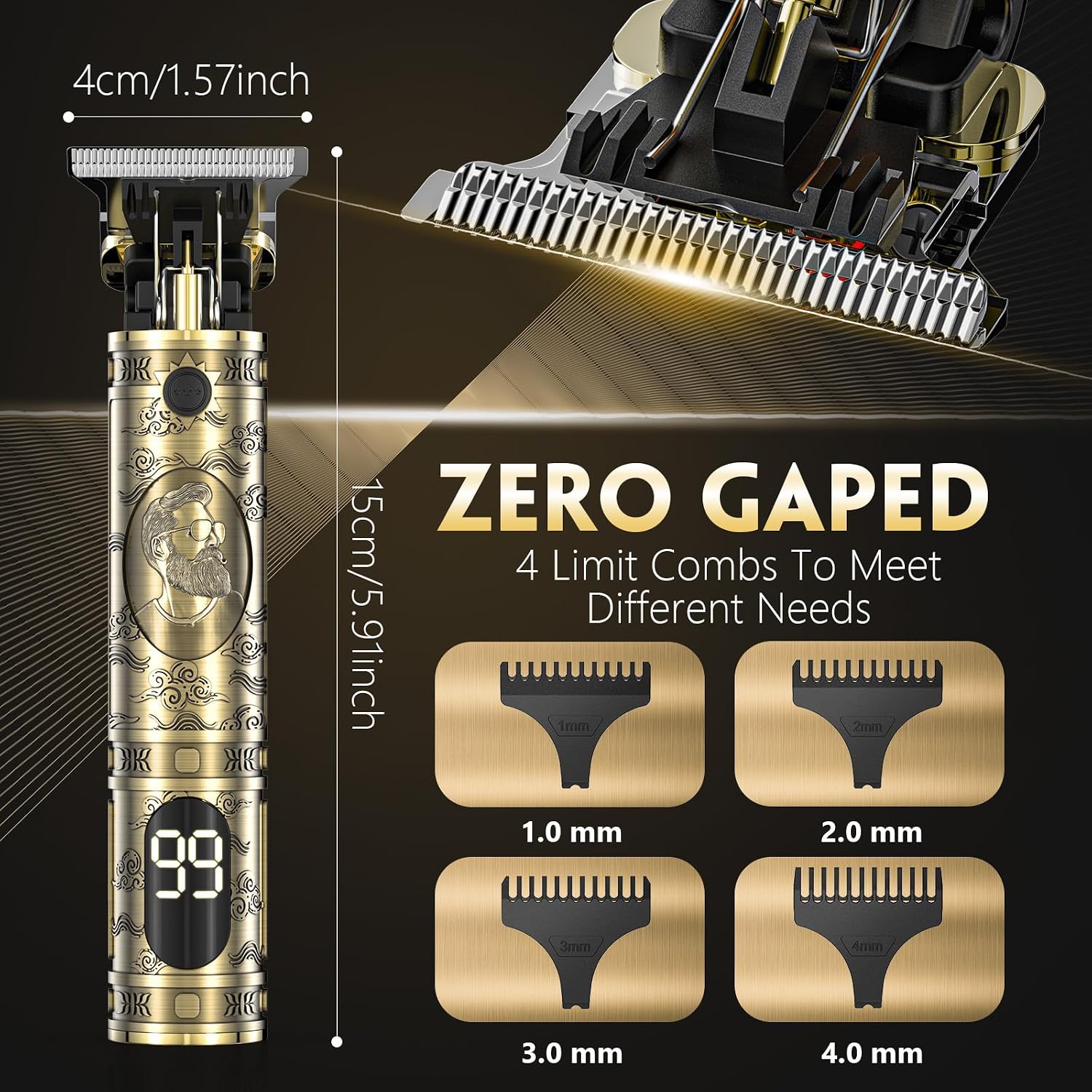 Solati Hair Clippers For Men, Professional Hair Trimmer Zero Gapped T-Blade Trimmer Cordless Rechargeable Edgers Clippers Electric Beard Trimmer Shaver Hair Cutting Kit With Lcd Display Gifts For Men