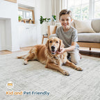 8x10 Area Rugs Washable Rug: Anti-Skid Abstract Modern Living Room Rug Soft Thin Carpets Indoor Floor Non-Shedding Carpet for Bedroom Dining Farmhouse Nursery Home Office (White Gray, 8'x10')