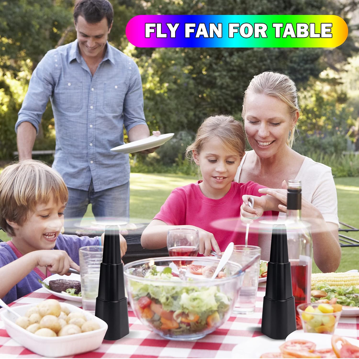 Fly Fans For Tables,Food Indoor Outside,4 Pack Portable Outdoor Picnic Fan,Batteries Powered Table Restaurant, Party, Home,Outdoor Dinner(Black)