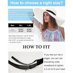 Senker Fashion Sun Hats for Women Oversize Wide Brim Straw Beach Hat Floppy Foldable Roll-Up Summer Vacation UPF 50+