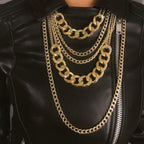 CSIYANJRY99 Chunky Gold Necklaces for Women,Multilayer Punk 80s Hip Hop Necklace,Layered Cuban Link Chain Statement Necklace 90s Freaknik Outfit Accessories for Women