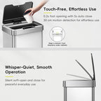Eko Mirage-T 50 Liter / 13.2 Gallon Touchless Rectangular Motion Sensor Trash Can Or Recycling Bin, Brushed Stainless Steel Finish