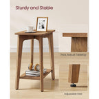 Vasagle Maezo Collection - Side Table, 2-Tier Small Rectangular End Table, 11.8 X 18.9 X 21.8 Inches, Nightstand With Tapered Legs, Curved Transitions, For Small Spaces, Honey Brown Ulet332K01