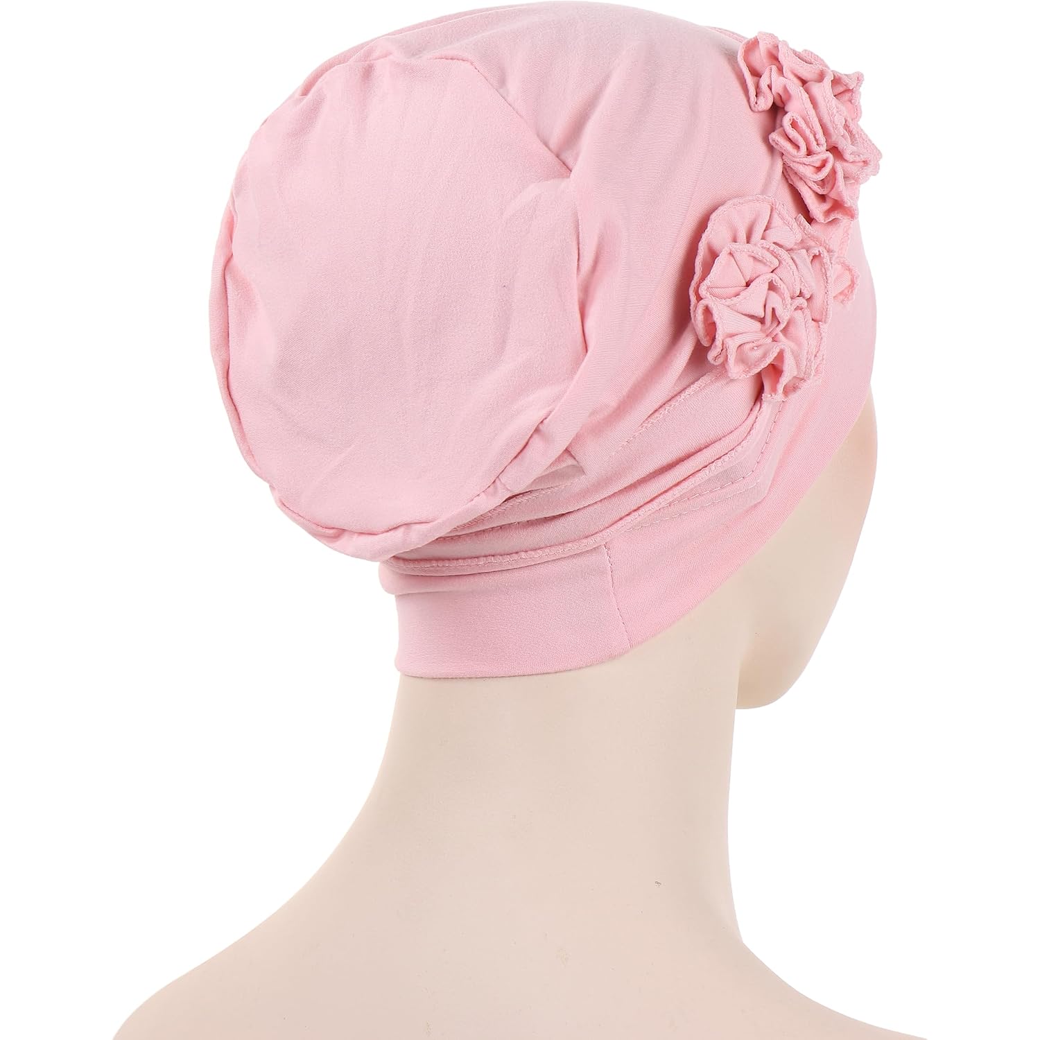 YYAOJHAO Flower Turban Hats for Women - Pre Tied Twist Solid Hedwrap Caps Chemo Cancer Headwear Headscarf Hair Loss Cover Pink