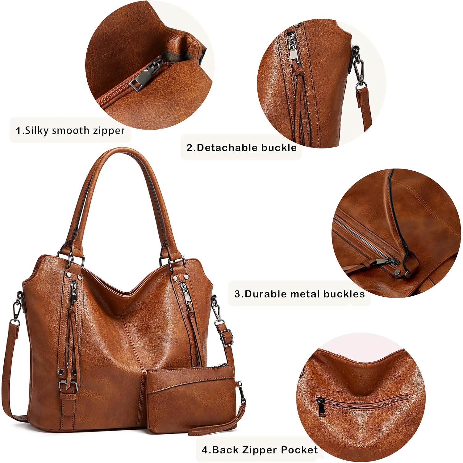 Tantomi Tote Handbags For Women Brown Hobo Handbags Purse And Handbags Shoulder Crossbody Bags For Work Travel Everyday
