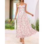 Zesica Women'S Summer Floral Sleeveless Maxi Dress 2026 Boho Mesh Spaghetti Strap Flowy Beach Wedding Guest Long Dresses