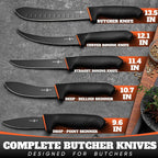 Butcher Knife Set - Non-Slip Skinning Knife Set With Roll Bag, Professional Game Processing Knives Sets - Butcher & Skinning Boning Knives With German Stainless Steel, Gift For Men