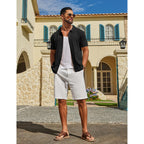 Coofandy Men'S Knit Button Down Shirts Short Sleeve Polo Shirt Casual Vacation Summer Beach Shirts