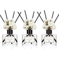 Real Flower Reed Diffuser Set Of 3 For Bathroom Air Fresheners, Oil Defusers | Fresh Linen/Ocean/Eucalyptus & Mint Scent(1.7 Fl Oz Each Pack) Home Fragrance With 12 Stick | Shelf Decor