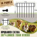 20Ft(L) X 13Inch(H) Animal Barrier Fence - 14 Pack Garden Fence Animal Barrier Garden Border Rustproof Metal No Dig Fence Panels For Dog Rabbit Defense Bottom Blocker For Outdoor Yard Patio