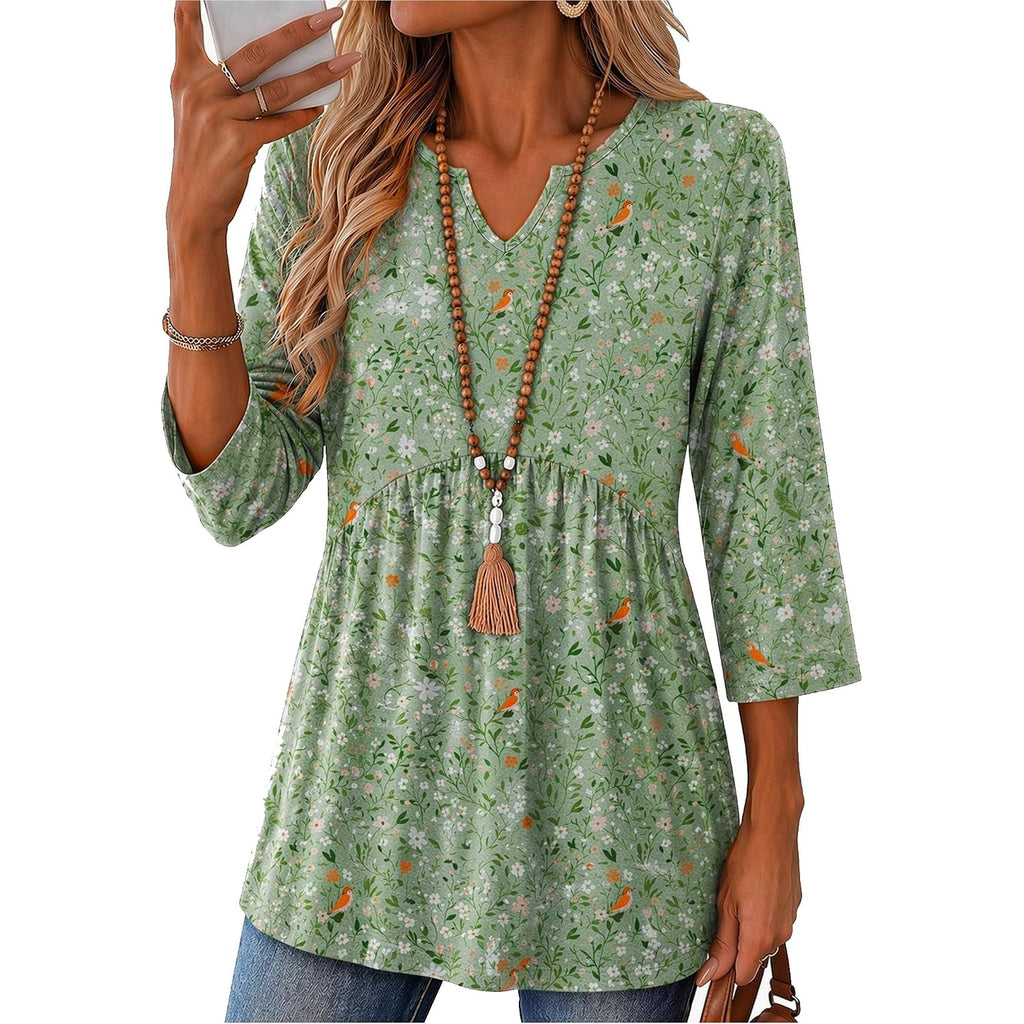 Zeagoo 3/4 Length Sleeve Womens Tops 2026 Blouses For Women Dressy Casual Fashion Clothing V Neck T-Shirts Summer Outfits