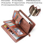 FALAN MULE Wallets for Women Trifold Wristlet Wallets Large Capacity RFID Blocking Ladies Purse Credit Card Holder