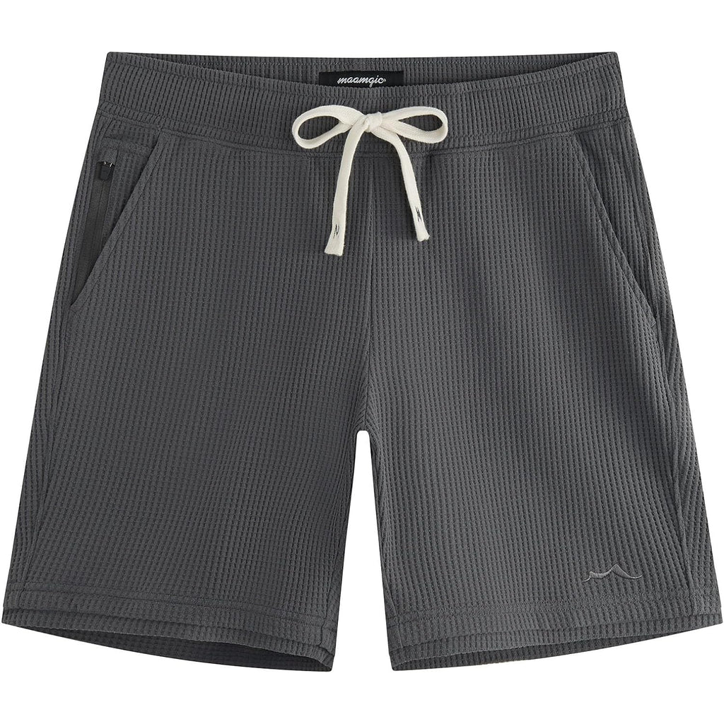 Maamgic Mens Shorts Casual 7 Inch With Elastic Waist And Multiple Pockets Waffle Shorts For Lounge