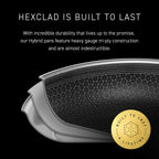 HexClad Hybrid Nonstick 5.5-Quart Deep Sauté Pan with Tempered Glass Lid, Stay-Cool Handle, Dishwasher-Friendly, Oven-Safe Up to 900°F, Induction Ready, Compatible with All Cooktops