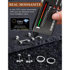 3 Pairs Moissanite Flatback Stud Jacket Stack Earrings Set for Women, 925 Sterling Silver Cartilage Earrings Set, Hypoallergenic Trendy Small Earrings