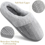 Womens Memory Foam Fuzzy Slippers Knitted House Slippers For Women Comfy Slip-On Warm House Shoes